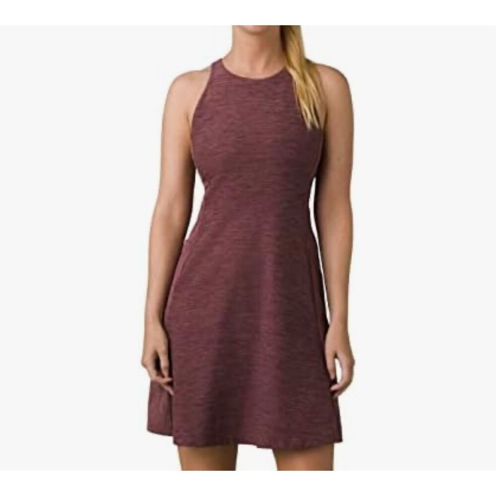 prAna $99 Kimble Sleeveless Racerback Mini Dress Flannel Heather Large NEW